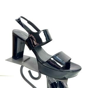 Stuart Weitzman Black Patent Leather Platform Sandal Heels Size 11